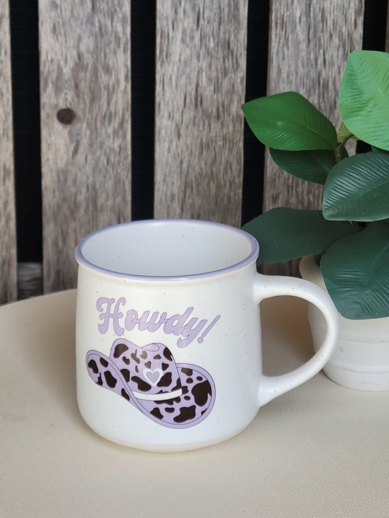 Other - Howdy! Lavender & Black Rimmed Hat Ceramic Mug